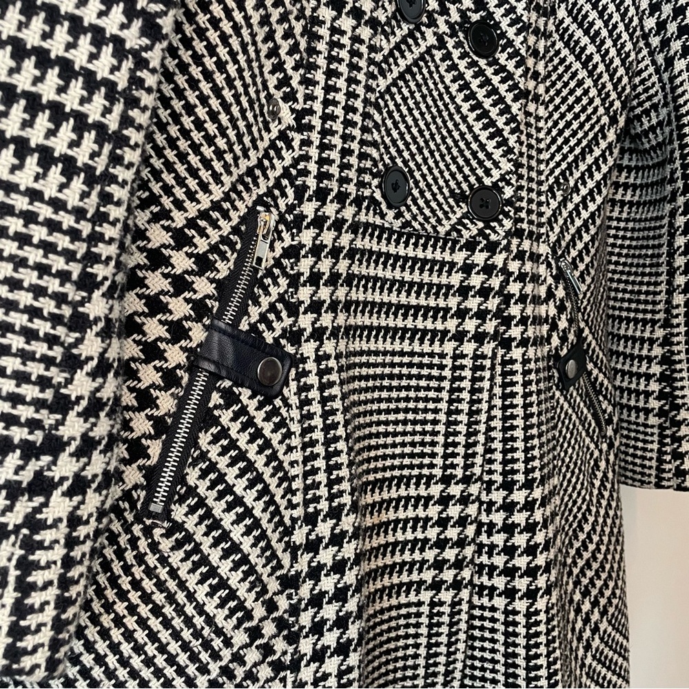 Ricki's Monochrome Houndstooth Trench Coat Jacket - Picture 4 of 15